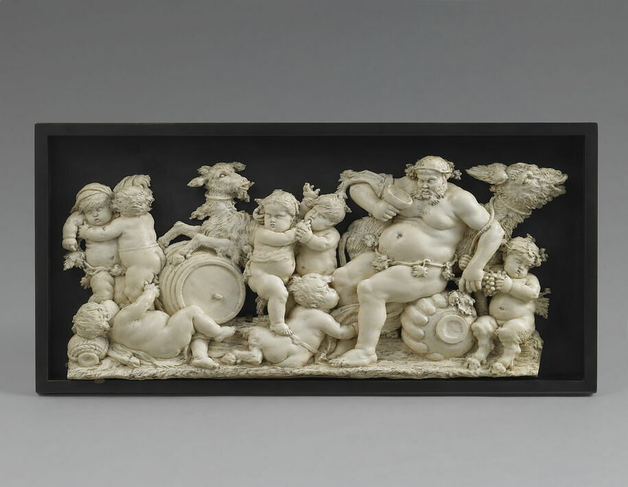 Ivresse de Silène, avec quatre putti et deux satyreaux