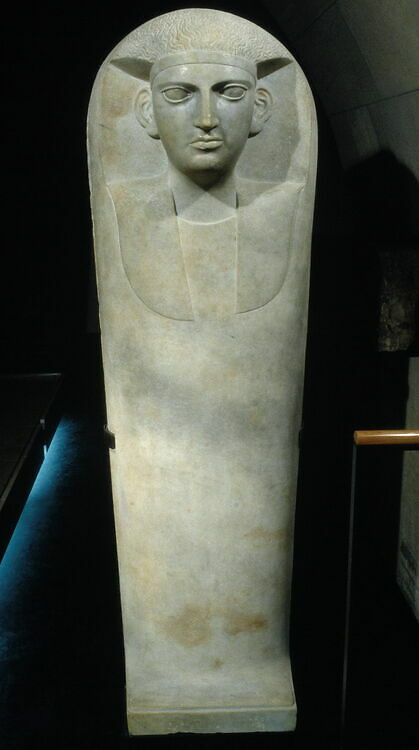 Anthropoid sarcophagus of Egyptian type with a male face