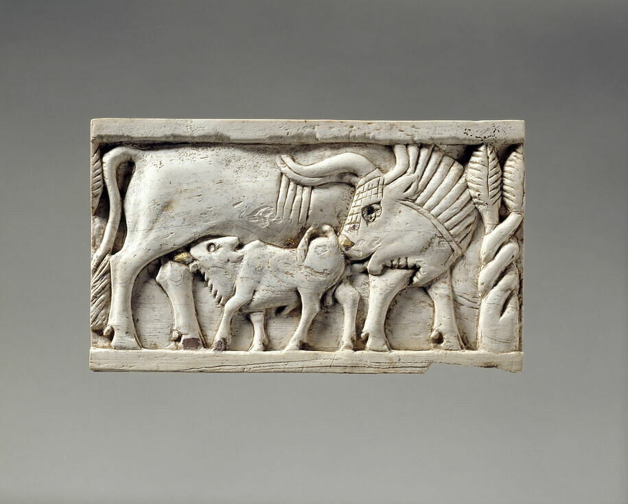 Plaque, calf feeding on its mother's milk
