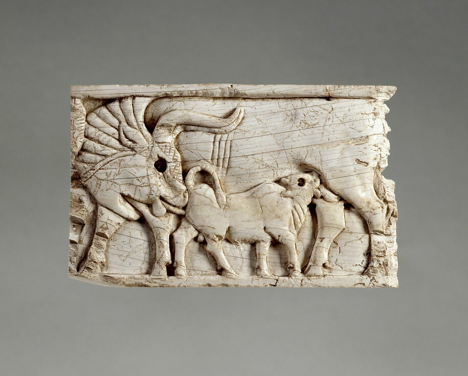 Plaque: calf feeding on its mother's milk