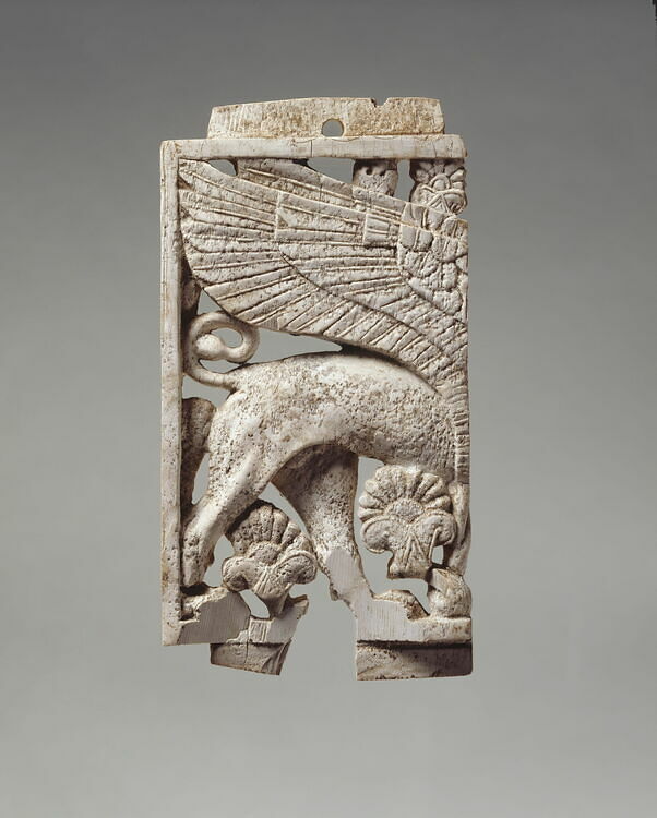 Plaque: winged sphinx