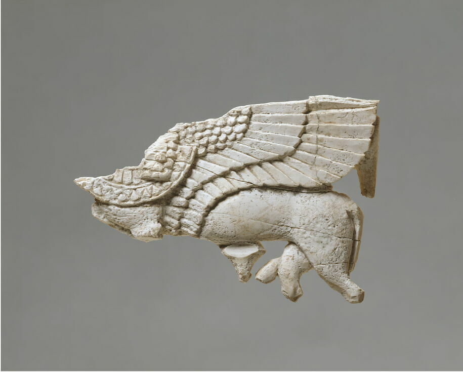 Plaque: winged sphinx