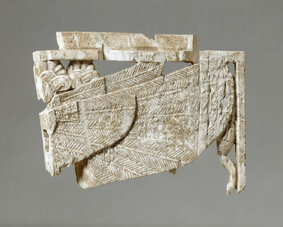 Plaque fragment: winged sphinx