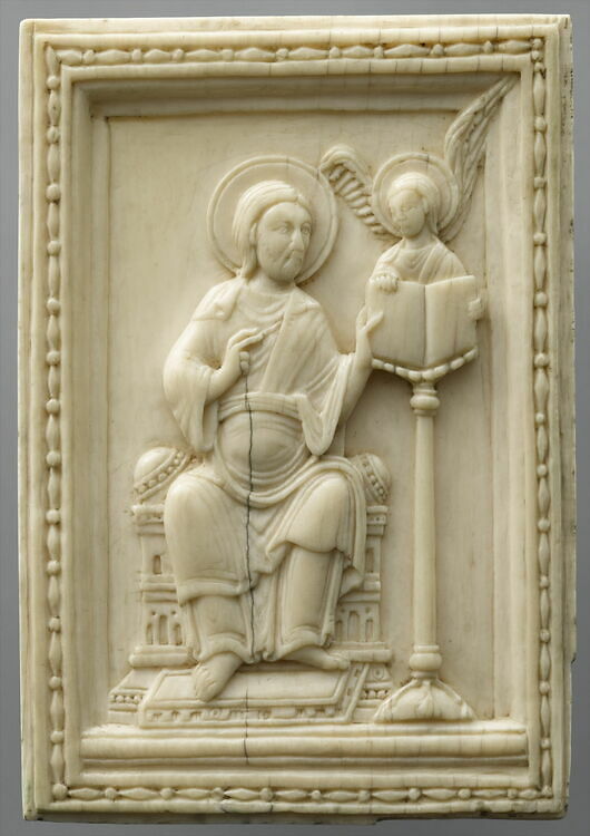 Plaque d'un ensemble de quatre : symbole de l'évangéliste saint ...