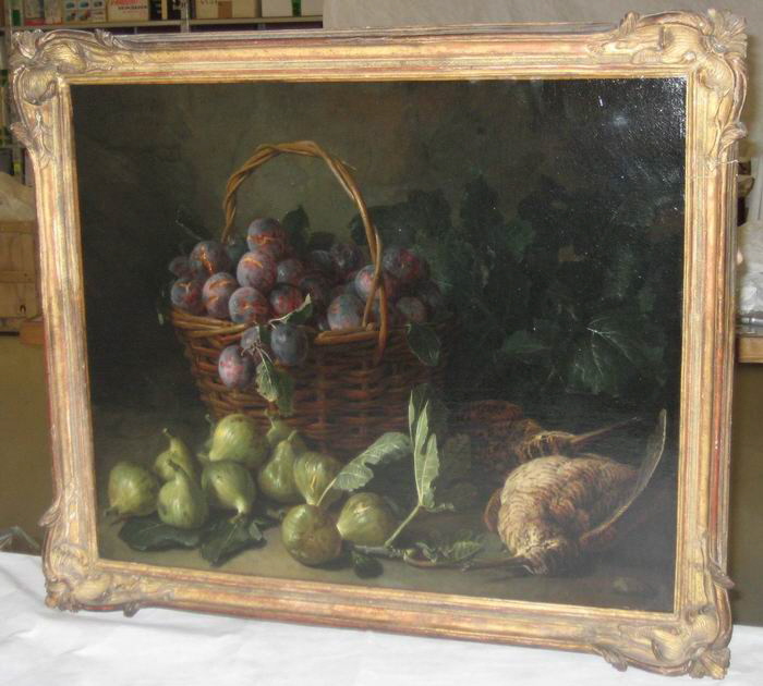 Nature morte au panier de prunes, avec figues et bécasse morte, Desportes, Alexandre-François, 1e tiers du XVIIIe siècle (1726)