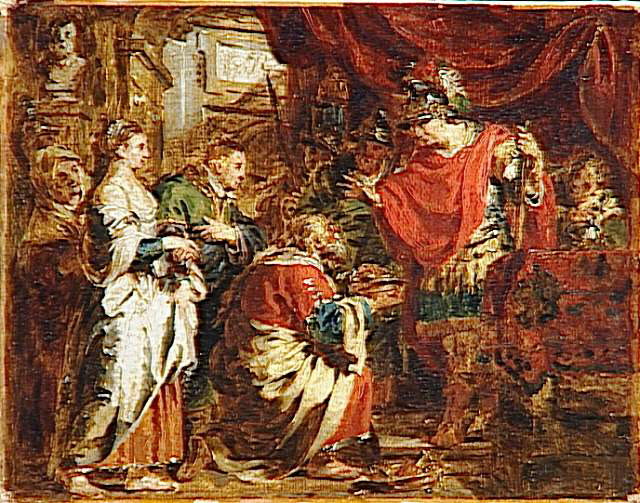 La Continence de Scipion, esquisse, Verhagen, Pierre Joseph, XVIIIe siècle (1700 - 1800)
