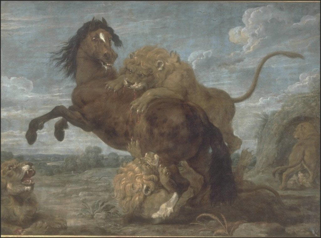 Un Cheval attaqué par des lions, Vos, Paul de, XVIIe siècle (1600 - 1700)