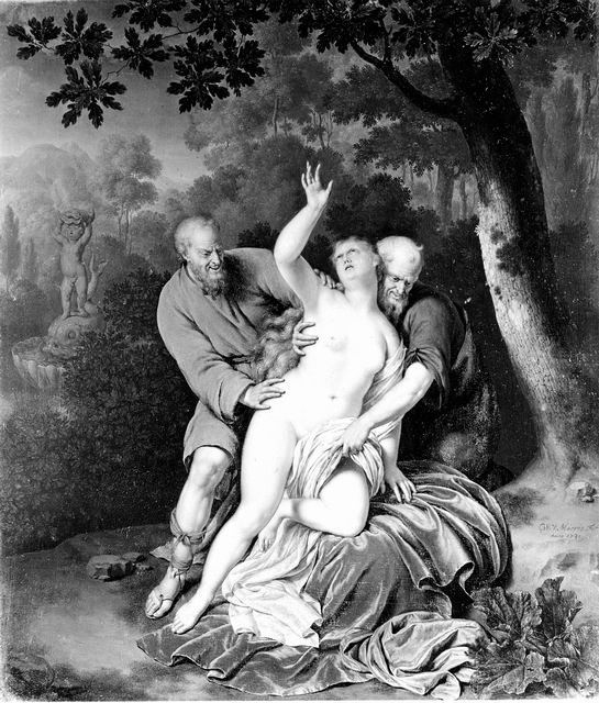 Suzanne et les vieillards, Mieris, Willem van, 2e quart du XVIIIe siècle (1731)