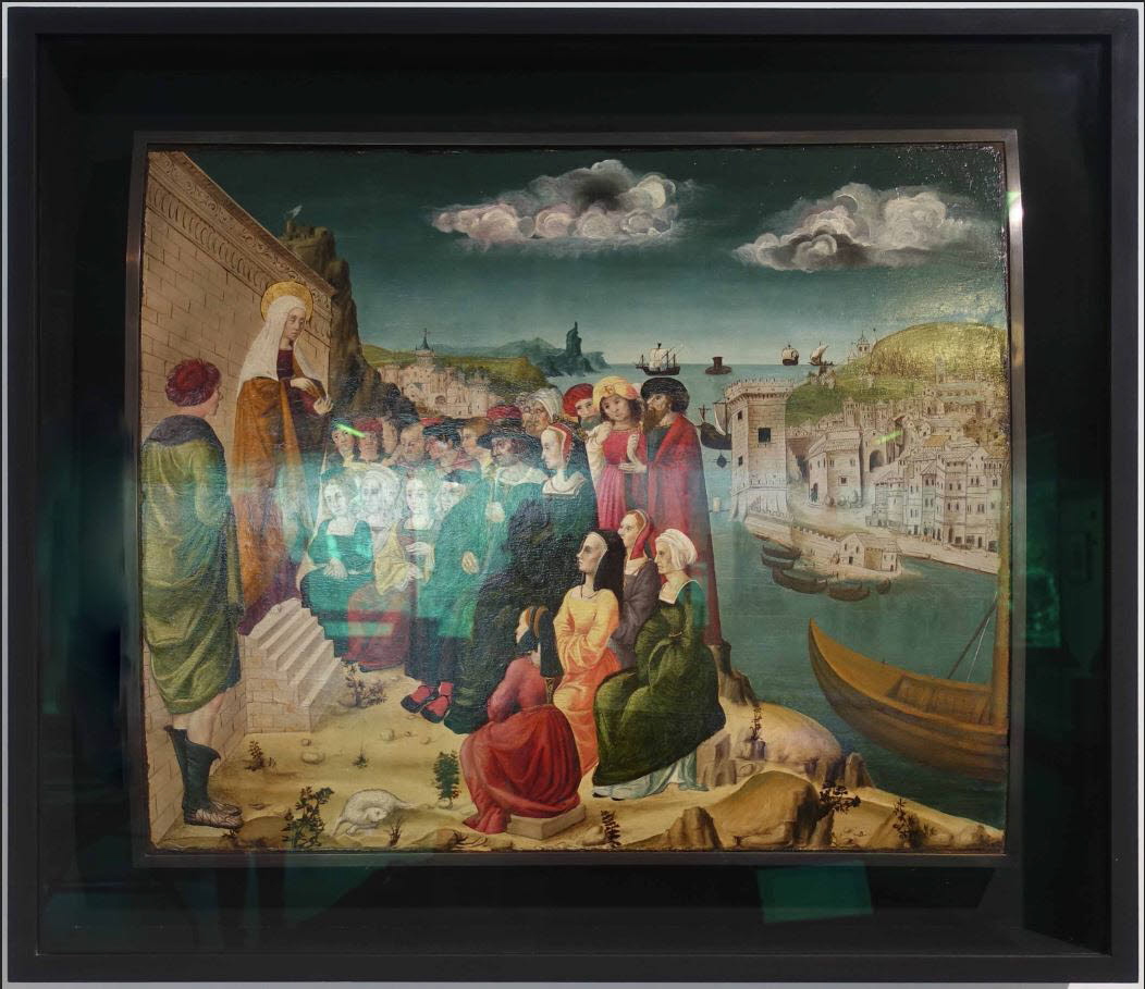 Marie-Madeleine prêchant dans le port de Marseille en présence d'assistants figurés sous les traits du dernier comte de Provence, Charles III, et sa famille, Anonyme, XVe siècle (Vers 1490) (1490)