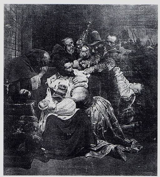 Courageuse résistance d'Étienne Duranti, premier président du Parlement de Toulouse, à l'époque des guerres de la Ligue, sous Henri III, Delaroche, Paul, 2e quart du XIXe siècle (Salon de 1827) (1827)