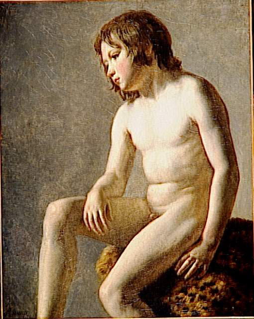 Étude de jeune garçon assis, Riesener, Henri François, XIXe siècle (1800 - 1900)