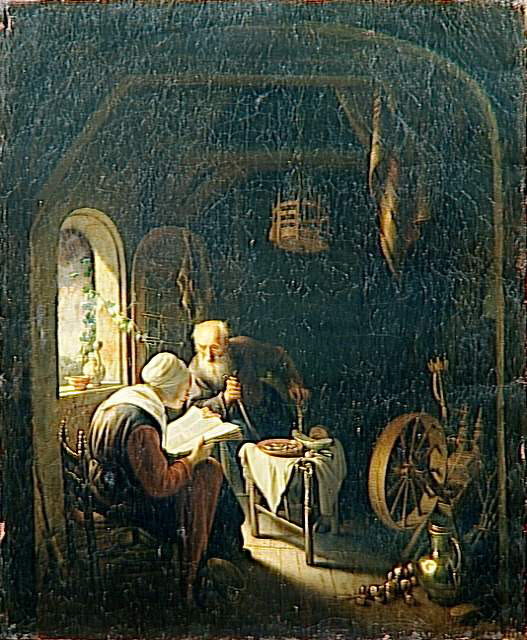 La Lecture de la Bible ; Intérieur d'un ménage rustique, Dou, Gerard, XVIIe siècle (1600 - 1700)