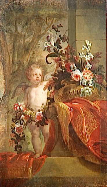 Un Amour tenant une guirlande de fleurs, Damoiselet, Florentin, XVIIe siècle (1600 - 1700)