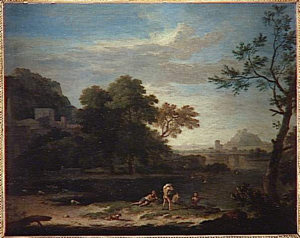 Paysage avec baigneurs et architectures, Huysum, Jan van, 1e moitié du XVIIIe siècle (1700 - 1750)
