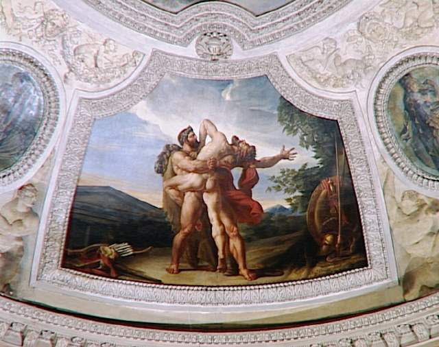 Plafond : La Terre.Combat d'Hercule et d'Antée., Couder, Auguste, 1e quart du XIXe siècle (1819)