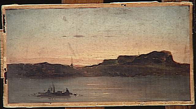 Paysage au soleil couchant., Coignet, Jules, 1e moitié du XIXe siècle (1835)