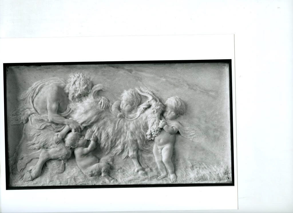Satyre tenant une chèvre que tète un petit Satyre et que nourrit un enfant, Van Opstal, Gérard, avant - 1668