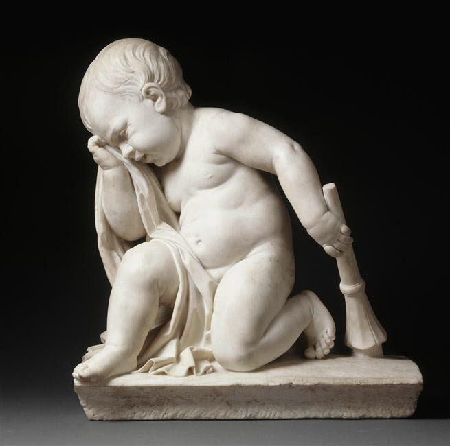 Génie funéraire pleurant et éteignant sa torche, Defernex, Jean Baptiste, 1768