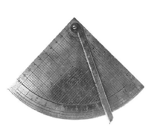 Quadrant trigonométrique (1/4 de cercle gradué servant à mesurer les angles)