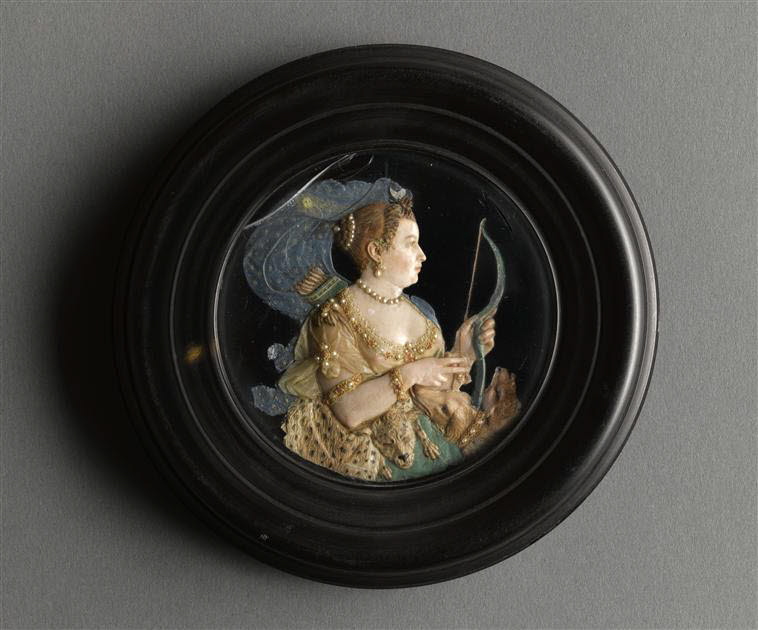 Médaillon rond : buste de femme en Diane, Anonyme