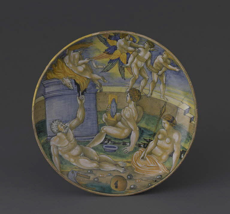 Coupe ronde : Le Sacrifice d'Abel ; Adam et Eve chassés du paradis