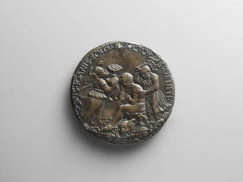 Médaille : Boldu (Jean) graveur de médailles / jeune homme nu assis entre une vieille femme et un génie ailé, image 2/2