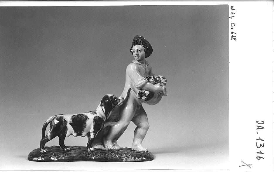 Statuette : Enfant aux chiens