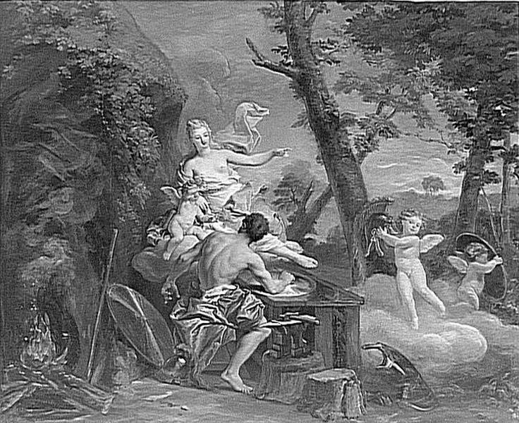 Vénus ordonne à Vulcain de faire des armes pour Enée, Bertin, Nicolas, 1e tiers du XVIIIe siècle (vers 1704)