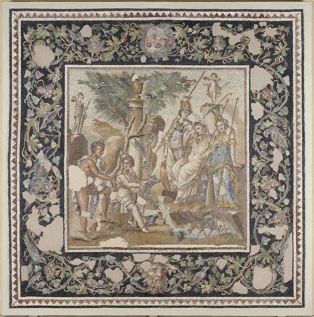 Mosaïque du jugement de Pâris, romain impérial

Date de création/fabrication : 1e moitié IIe s. ap. J.-C. (115 - 150)
