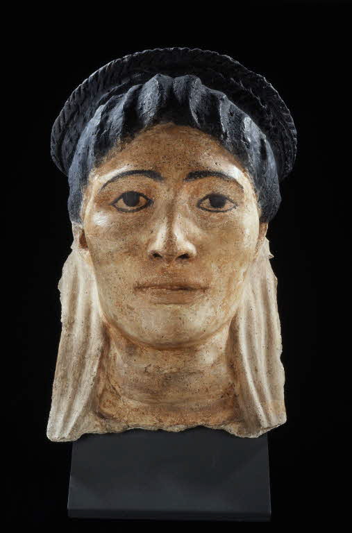 masque de momie, Hadrien (cf. coiffure à tresse enroulée) (attribution d'après style) (100 - 150)