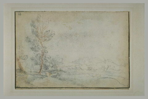 Paysage avec des collines et deux arbres, à gauche, image 2/2