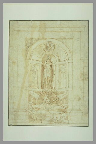 Projet d'une fontaine avec la statue d'Esculape dans une niche, image 2/2