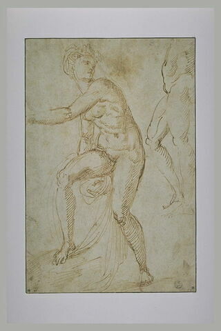 Femme nue debout ; corps nu acéphale, debout, de profil, image 2/3