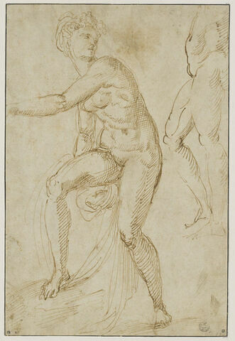 Femme nue debout ; corps nu acéphale, debout, de profil, image 3/3
