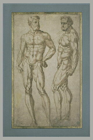 Deux figures d'hommes nus, l'un de face et l'autre de profil, image 2/2
