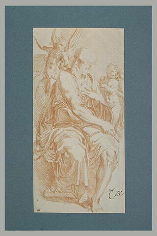 Prophète assis entouré de trois figures d'anges, image 2/2