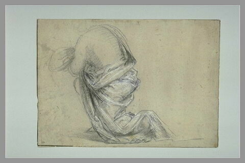 Figure drapée agenouillée, tournée vers la gauche, vue de dos, image 2/2
