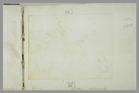 Femme et cartouche ; femme tournée vers la droite ; étude de vase, image 1/1