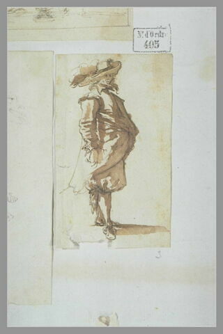 Homme debout, tourné vers la droite, coiffé d'un chapeau à larges bords, image 1/1