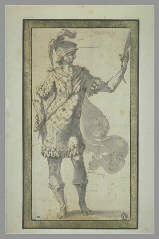 Guerrier debout, tenant une palme, la main droite posée sur une épée, image 2/2
