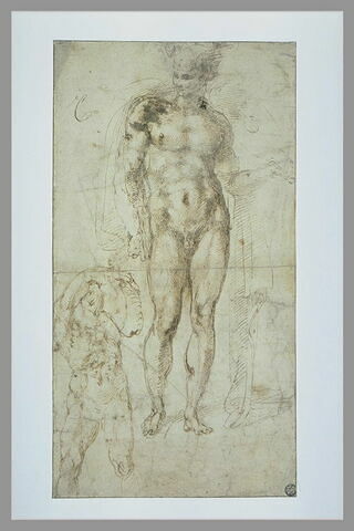 Mercure-Apollon et étude d'homme portant un fardeau, image 2/2