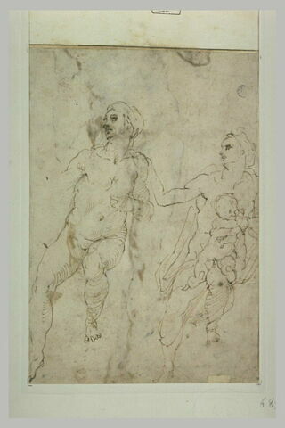 Etudes d'une femme assise tenant un enfant, image 2/2