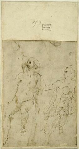 Etudes d'une femme assise tenant un enfant, image 3/3