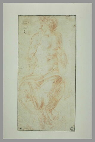 Homme assis, à demi drapé, la tête laurée, image 2/2