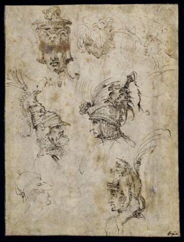 Huit études de têtes et de casques, image 3/3