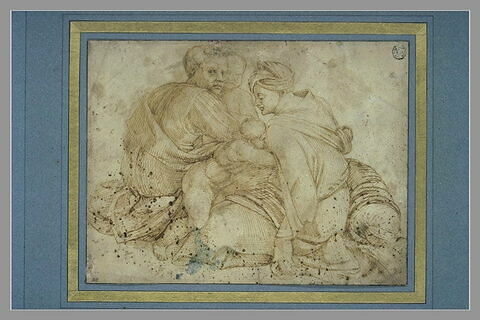 Etude de quatre figures dont Ozias et Joram, d'après la voûte de la Sixtine