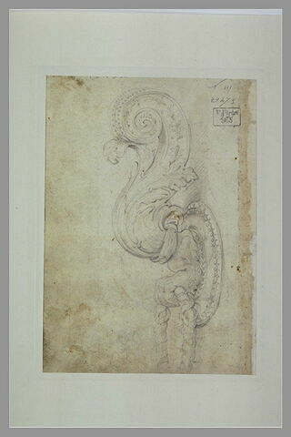 Heurtoir en feuille d'acanthe se terminant en volute et patte de lion, image 2/2