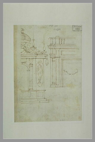 Etudes d'un édicule à coupole et d'un monument avec balustrade, image 2/2