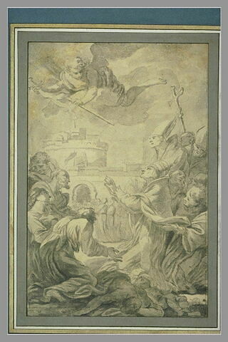 Saint Grégoire priant un ange pour obtenir la cessation de la peste, à Rome, image 3/3