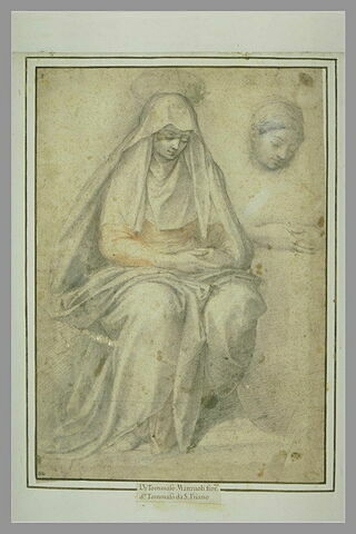 Sainte femme assise, et reprise de la position de la tête et des mains